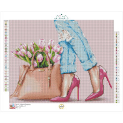 Tulipes et escarpins roses – Diamond Painting girly