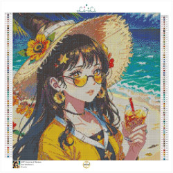 Fille d’été à la plage – Diamond Painting manga