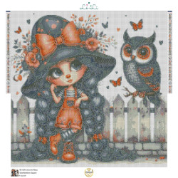 Petite fille et hibou – Diamond Painting mignon
