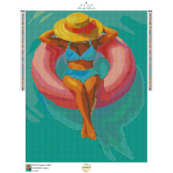Diamond Painting Femme sur Bouée Rose | Lé-Li