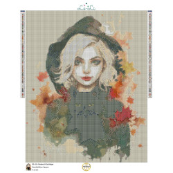 Diamond Painting Sorcière Blonde et Chat Noir | Lé-Li