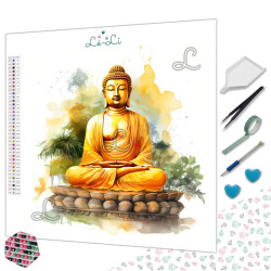 Bouddha doré méditation – Diamond Painting zen
