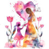 Maman et enfant aquarelle – Diamond Painting tendre
