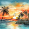 Diamond Painting Coucher de Soleil et Palmiers | Lé-Li