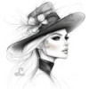 Femme au chapeau noir – Diamond Painting raffiné