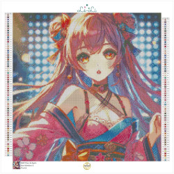 Diamond Painting Femme Manga en Kimono Rose | Lé-Li