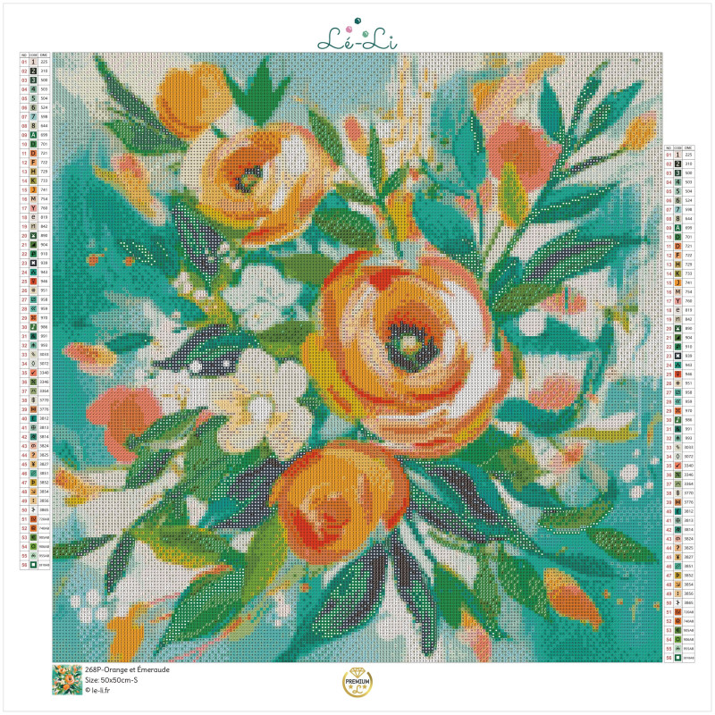 Bouquet orange pastel – Diamond Painting fleuri