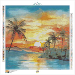 Diamond Painting Coucher de Soleil et Palmiers | Lé-Li