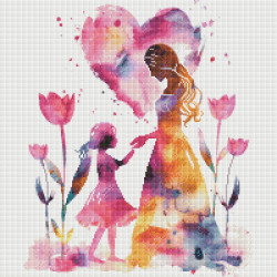Maman et enfant aquarelle – Diamond Painting tendre