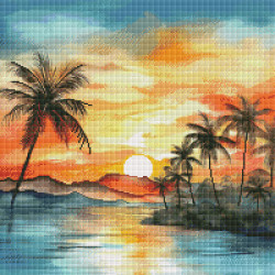 Diamond Painting Coucher de Soleil et Palmiers | Lé-Li