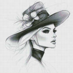 Femme au chapeau noir – Diamond Painting raffiné