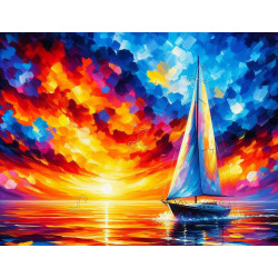 Diamond Painting Voilier au Coucher de Soleil Premium
