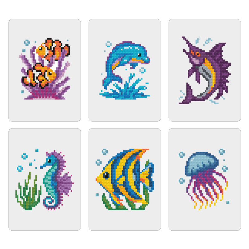 Mini-Collection "Mer et Océan en Pixels" – 6 toiles de diamond painting