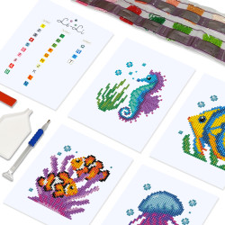 Mini-Collection "Mer et Océan en Pixels" – 6 toiles de diamond painting