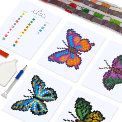Mini-Collection "Envolée de Papillons Pixel Art" – 6 toiles de diamond painting