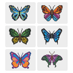 Mini-Collection "Envolée de Papillons Pixel Art" – 6 toiles de diamond painting