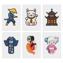 Mini-Collection "Japon en Pixels" – 6 toiles de diamond painting