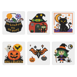 Mini-Collection "Magie d’Halloween en Pixels" – 6 toiles de diamond painting