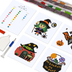 Mini-Collection "Magie d’Halloween en Pixels" – 6 toiles de diamond painting