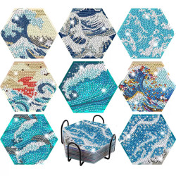 Sous-verres vagues en diamond painting scintillant
