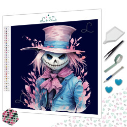 Diamond Painting Épouvantail Squelette sur fond noir