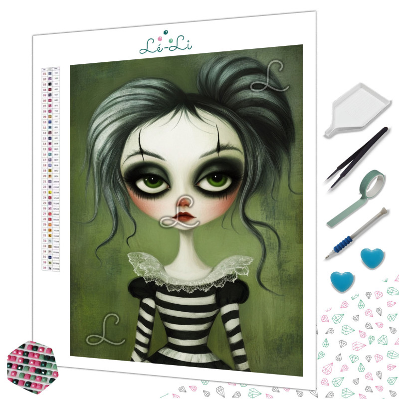 Diamond Painting Fillette Gothique aux Yeux Verts