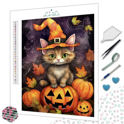 Diamond Painting Chat-Loween – Chat sur citrouille