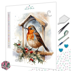 Diamond painting rouge-gorge hivernal