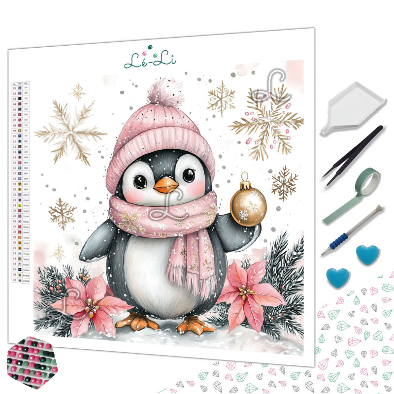 Diamond Painting Pink Pingouin des Neiges ❄️ Diamants AB