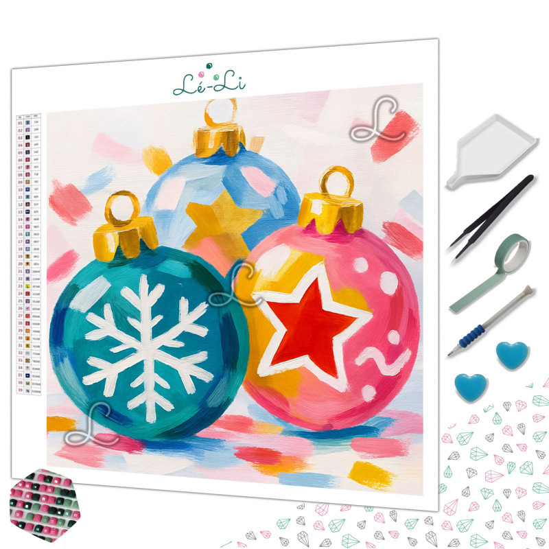 Broderie diamant boules de Noël colorées – Lé-Li
