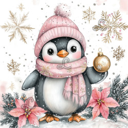 Diamond Painting Pink Pingouin des Neiges ❄️ Diamants AB