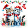 Diamond Painting Noël à Deux Moustaches 🎄 Chats AB