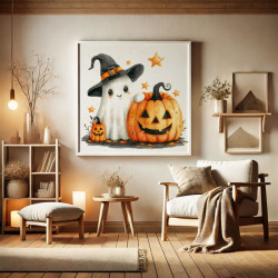 Diamond painting Halloween – Fantôme et citrouille