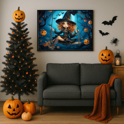 Diamond Painting Sorcière sur Balançoire Halloween | Lé-Li