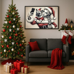 Diamond Painting Santa Selfie 🎅 Fille & Bouledogue Noël