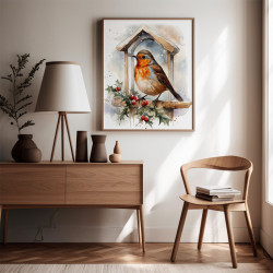 Diamond Painting Rouge-Gorge d’Hiver ❄️ Diamants AB