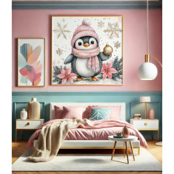 Diamond Painting Pink Pingouin des Neiges ❄️ Diamants AB