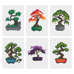 Mini-Collection "Bonsaï Zen en Pixels" – 6 toiles de diamond painting