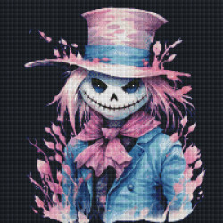 Diamond Painting Épouvantail Squelette Rose et Bleu | Lé-Li