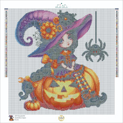 Diamond Painting Sorcière sur Citrouille d’Halloween | Lé-Li