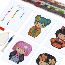 Mini kit Kokeshi – Broderie diamant japonaise | Lé-Li