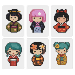 Mini kit Kokeshi – Broderie diamant japonaise | Lé-Li