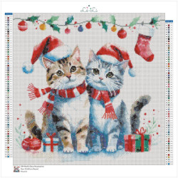 Diamond Painting Noël à Deux Moustaches 🎄 Chats AB