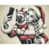 Diamond Painting Santa Selfie 🎅 Fille & Bouledogue Noël