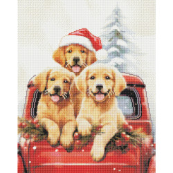 Diamond Painting Trio de Noël 🎄 Chiots mignons & festifs