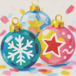 Diamond Painting Noël Pop 🎄 Boules de Noël colorées AB