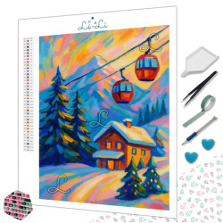 Diamond Painting Chalet de Montagne et Télécabines