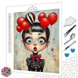 Toile La Fille aux Ballons Rouges – Diamond Painting pop art | Lé-Li