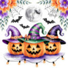 Diamond Painting Citrouilles Sorcières Halloween | Lé-Li