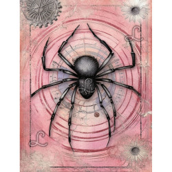 Diamond Painting Araignée Noire sur Fond Rose
